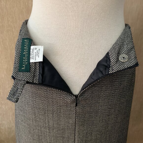 Vtg Harvé Benard Pure Wool Midi Skirt | Charcoal Gray Tweed | Size 12 - Picture 4 of 9